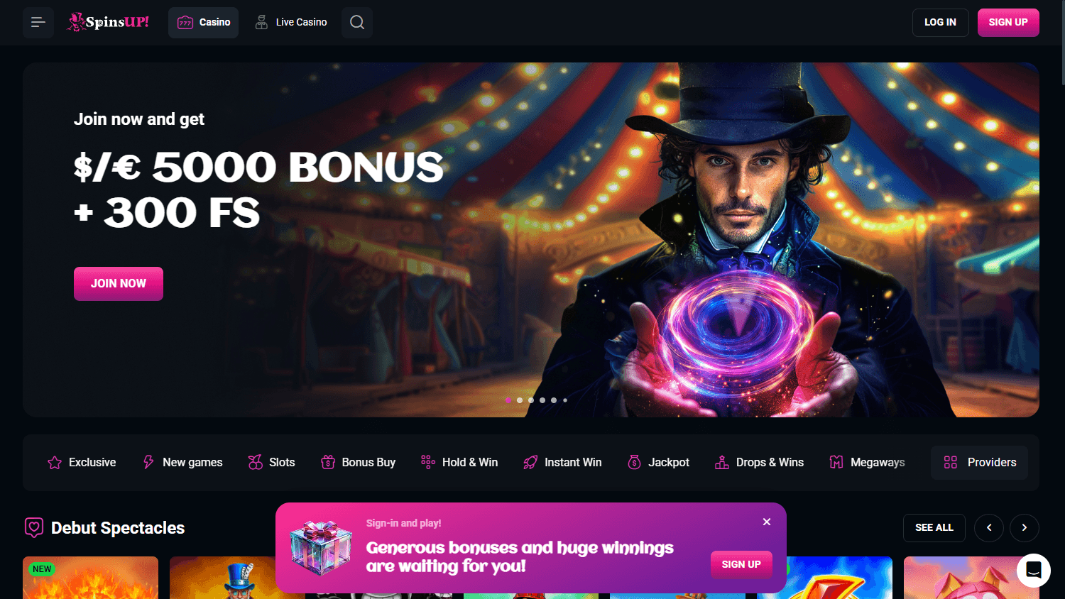 spinsup_casino_homepage_desktop