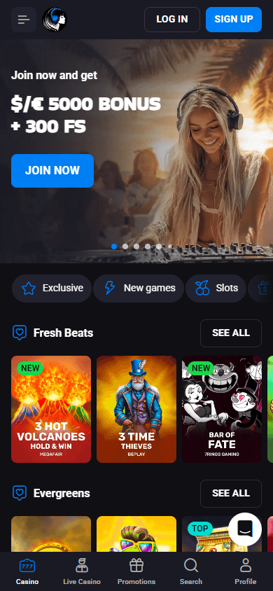luckyvibe_casino_homepage_mobile