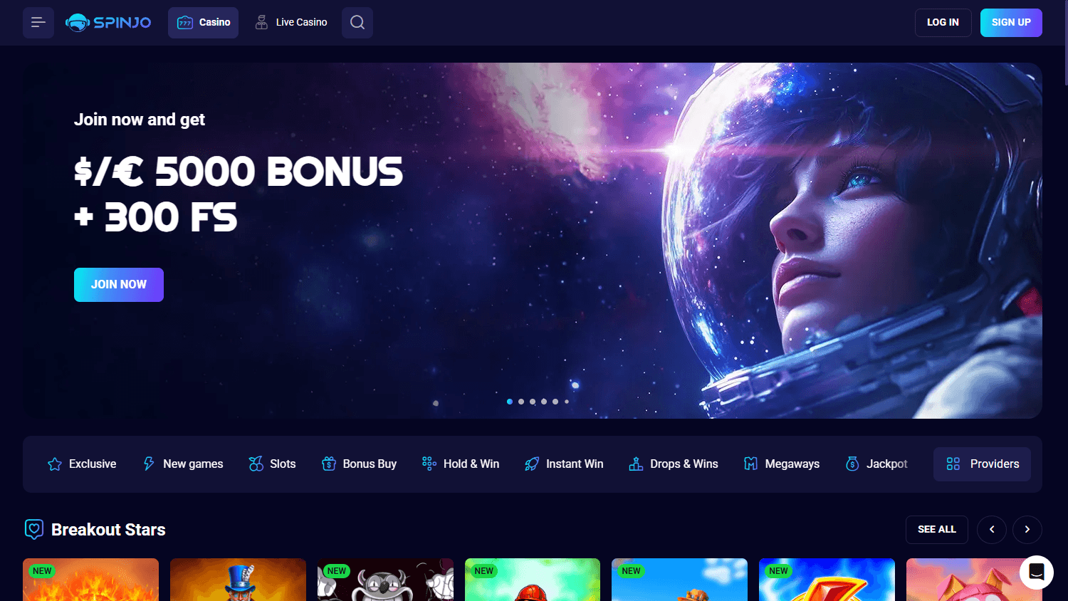 SpinJo_Casino_homepage_desktop