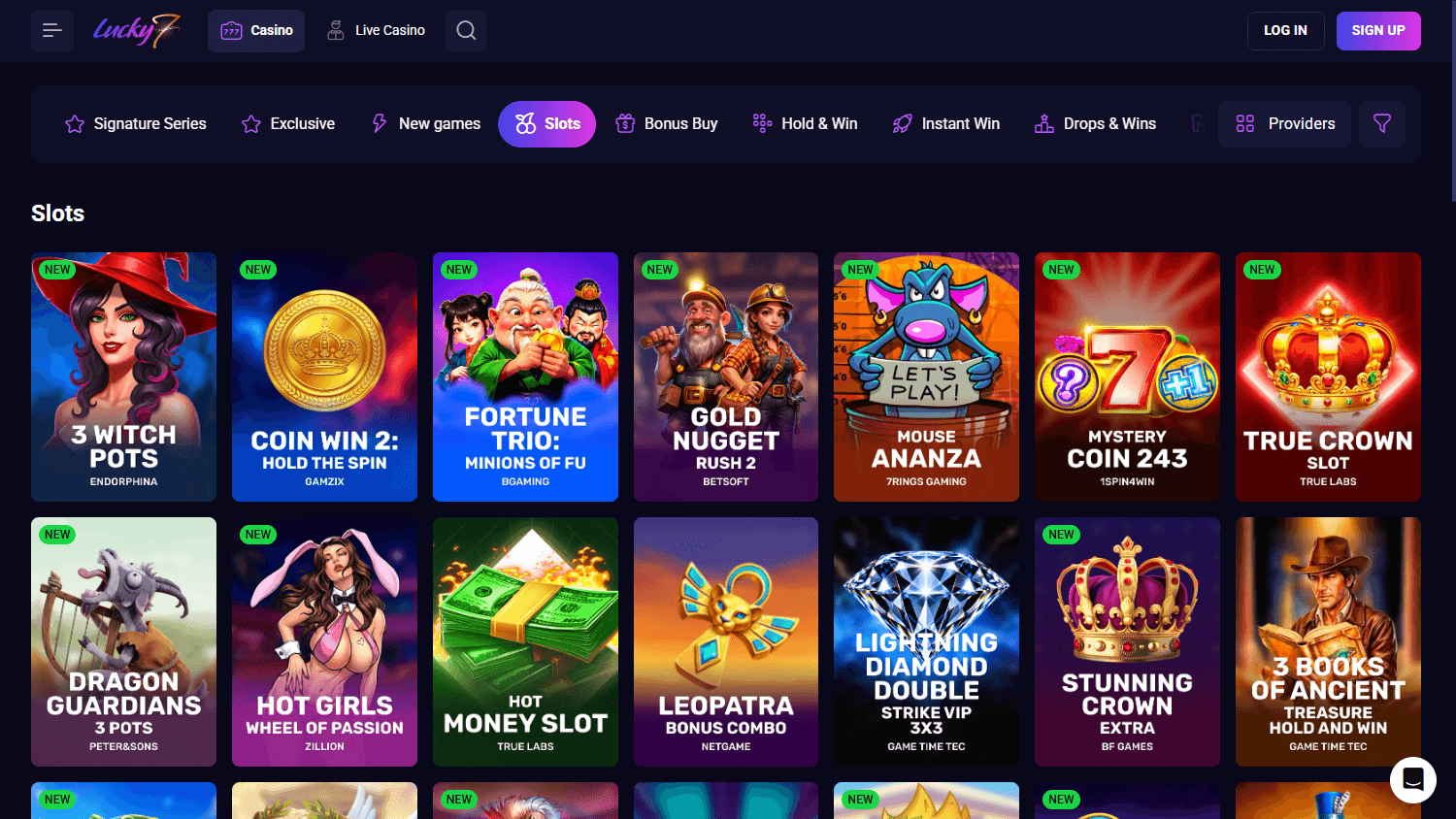 Lucky7even_Casino_game_gallery_desktop