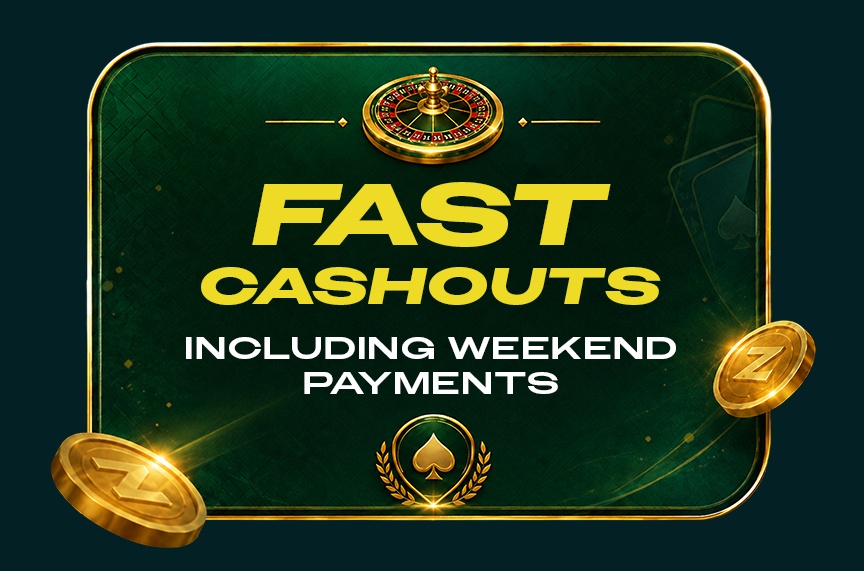 ZARbet Casino banner about weekend cashouts for South African players