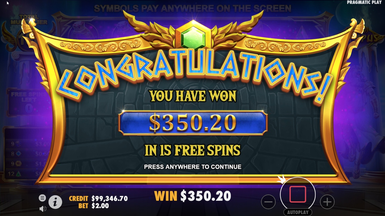 Gates of Olympus slot free spins win