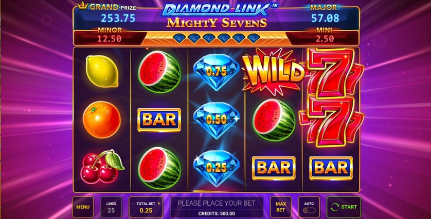 Diamond Link Mighty Sevens Free Play in Demo Mode