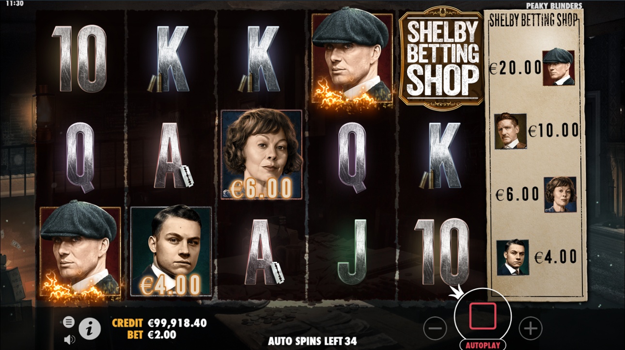 Peaky Blinders slot Shelby Betting Shop feature