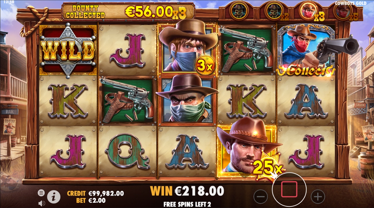 Cowboys Gold slot collected win by Renegade symbol