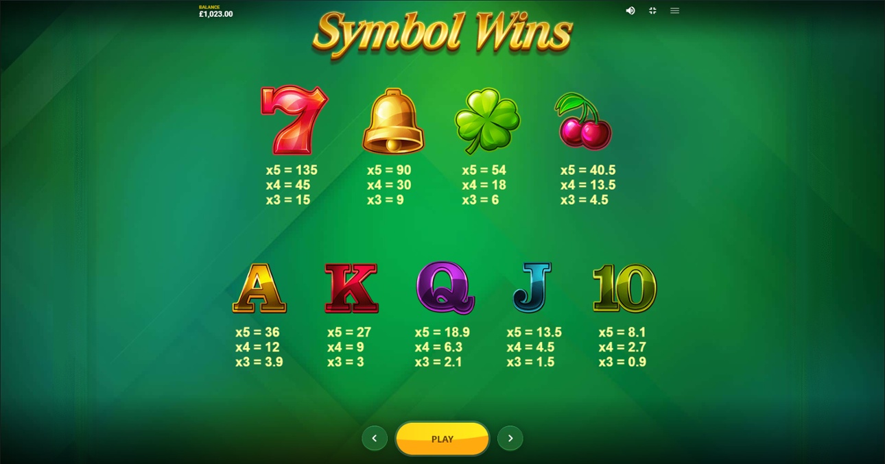 Regal Streak full paytable