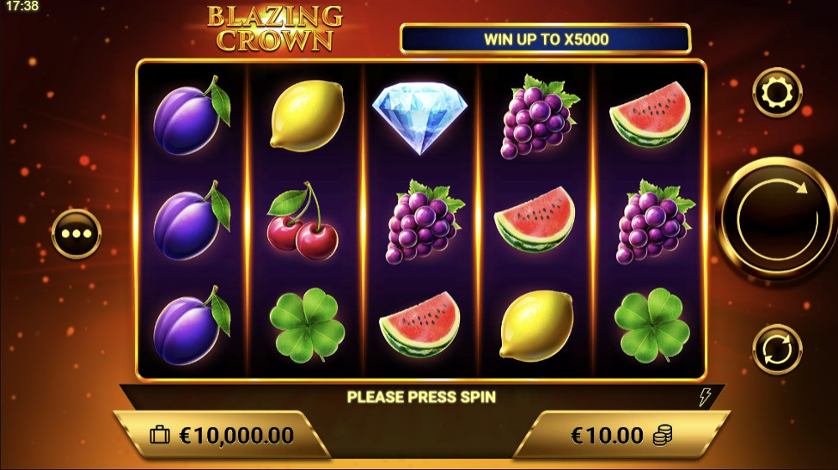 Schermata di gioco della slot Blazing Crown Deluxe