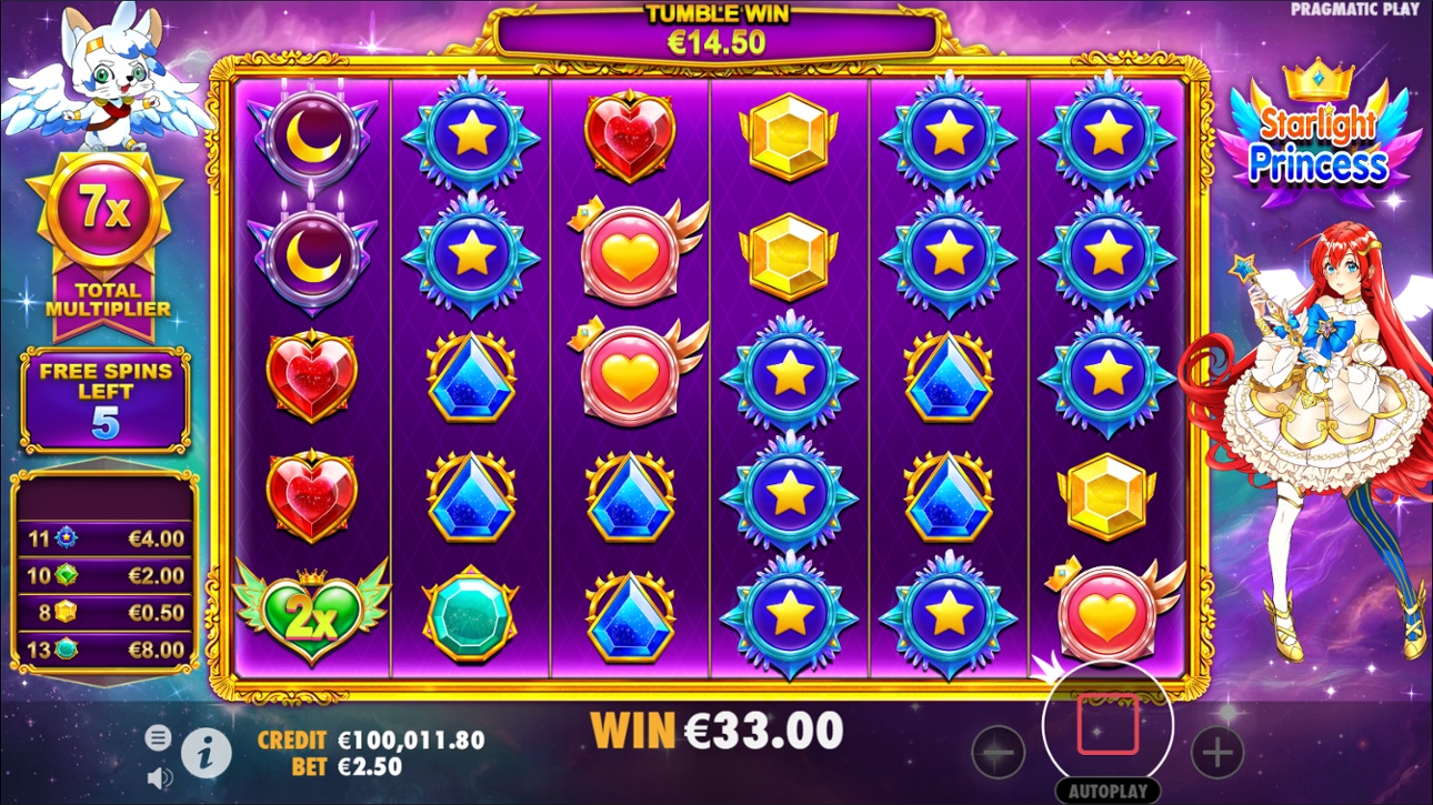 Starlight Princess win with multiplier