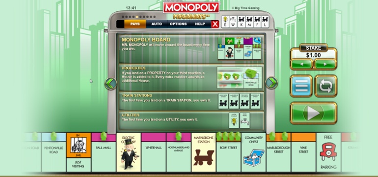 Monopoly Megaways boardgame reel rules