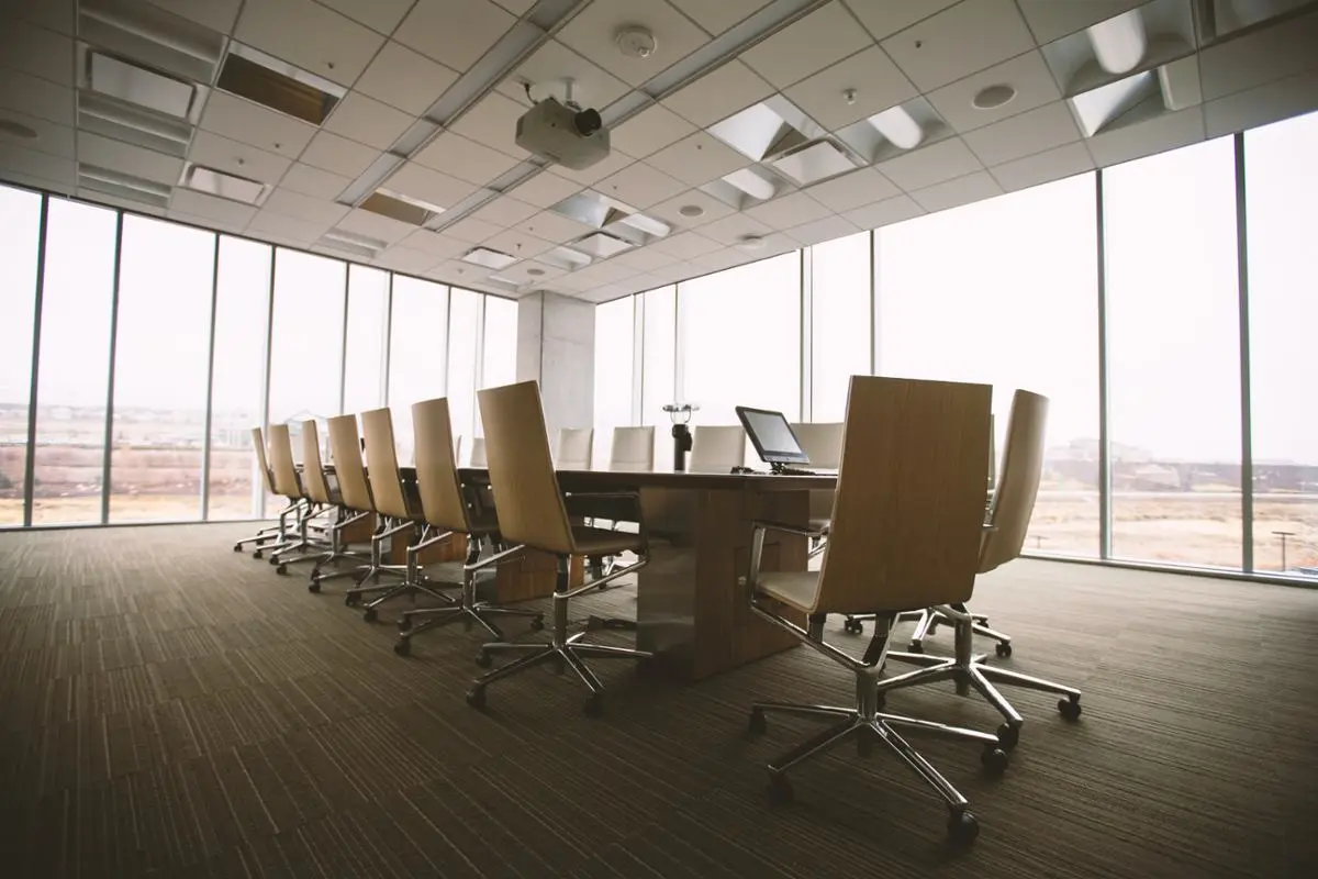 An empty board room.