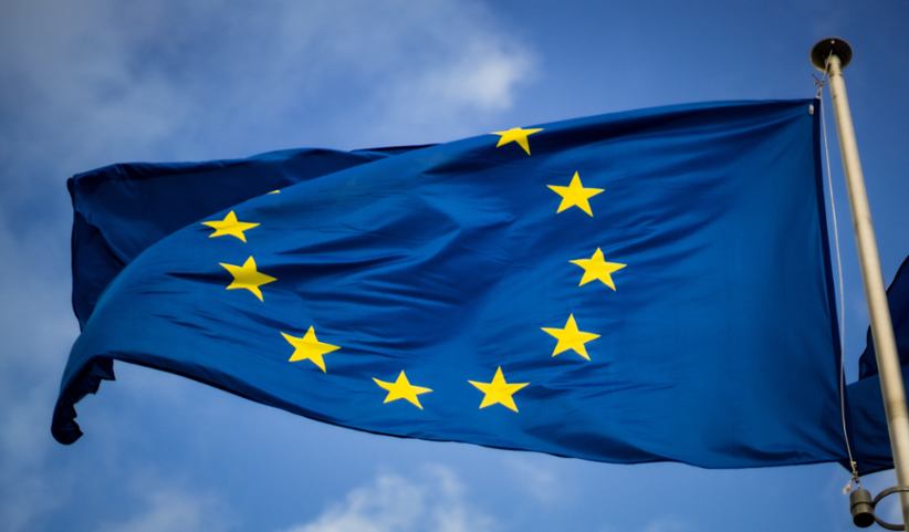 The European Union flag flying.
