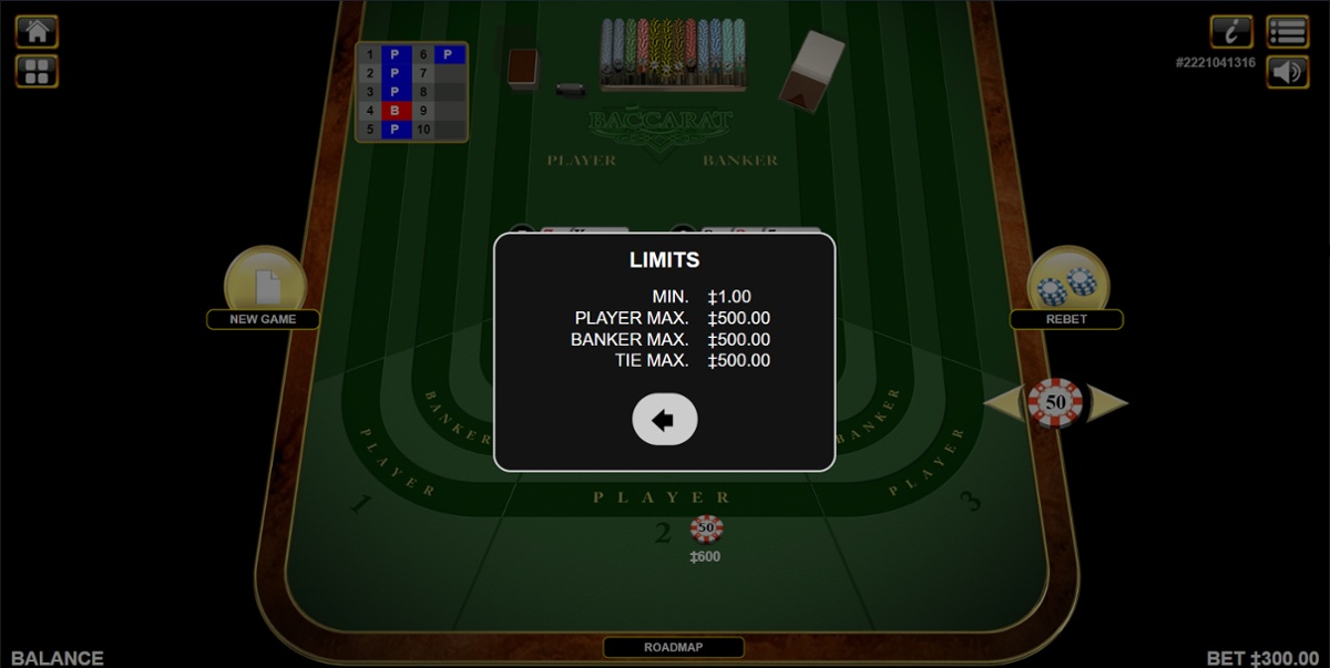 Habanero's Baccarat game limits