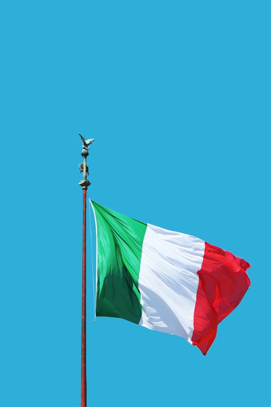 The Italian national flag.