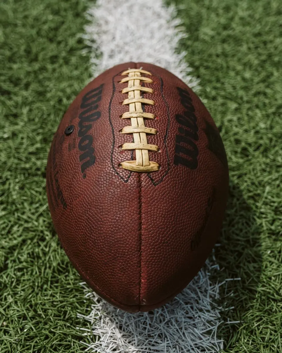 A professional American football ball. 