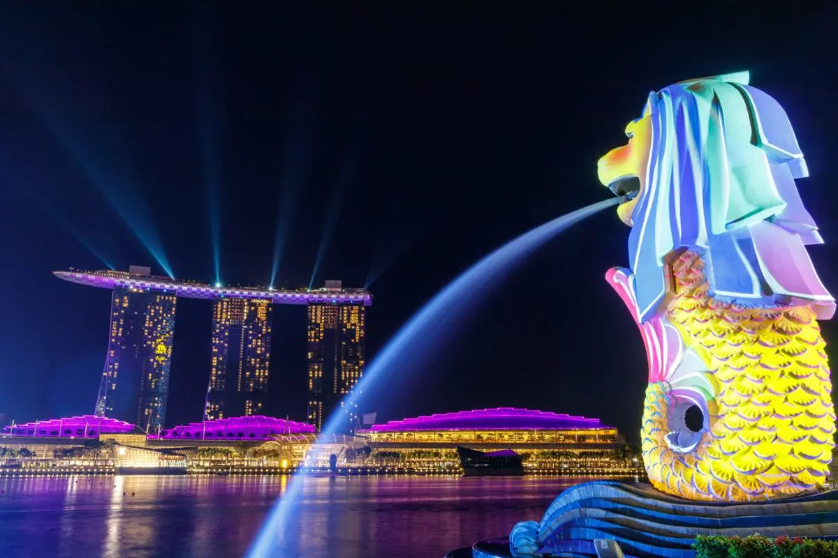 A photo of Singapore at night.