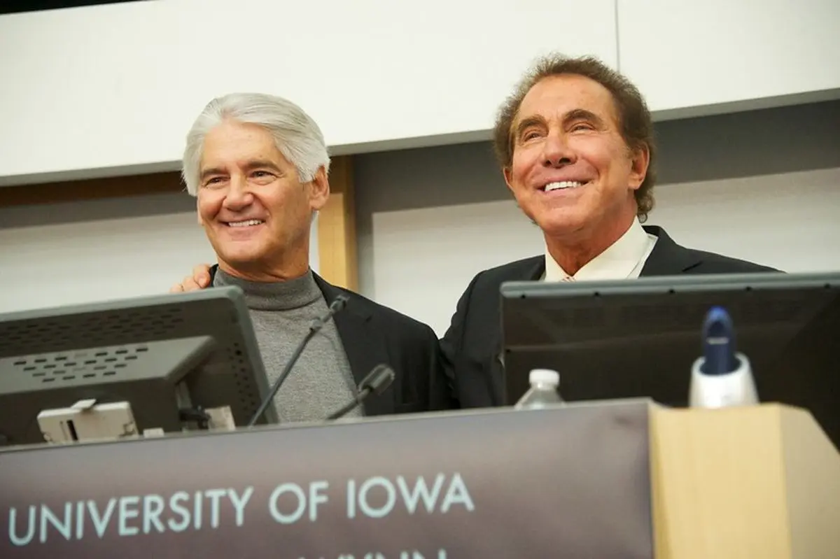 Steve Wynn appearing in public to speak back in 2013.