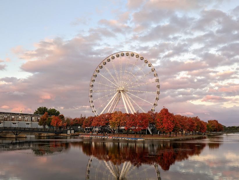 A Ferris Wheel in Montreal in autumn.