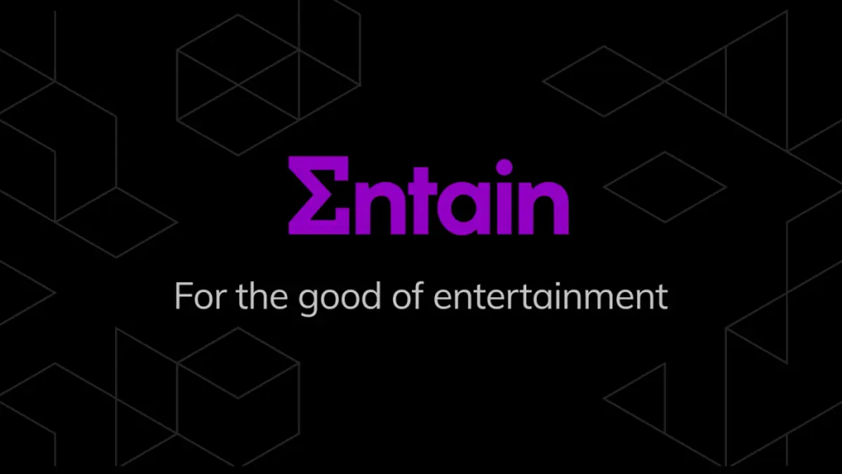 Entain's logo and motto.