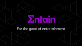 Entain's logo and motto.