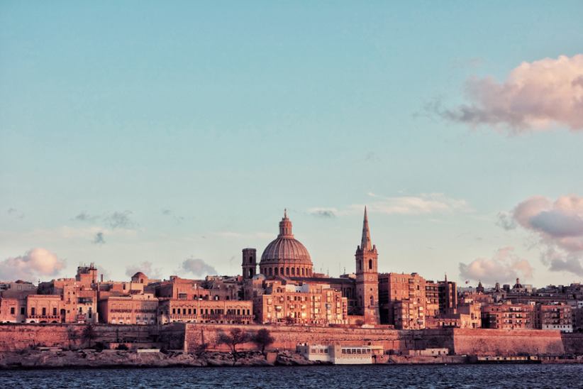 A view of Maltese buildings from the waterfront.