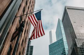 The US flag flying.