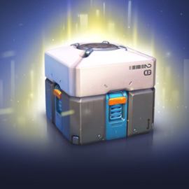A loot box in the game of Overwatch.
