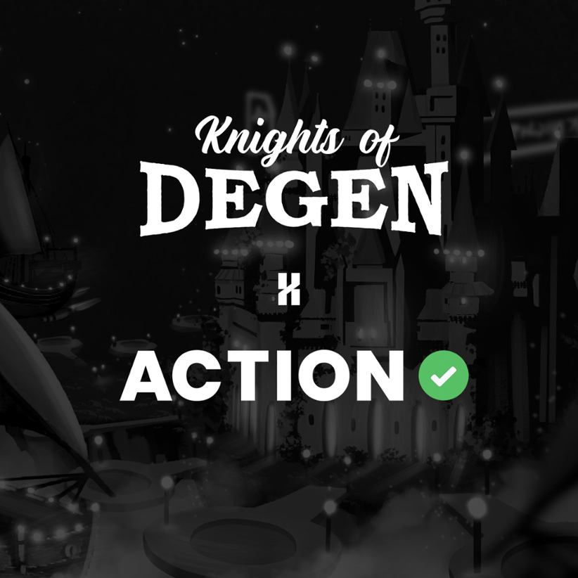 Knights of Degen's official logo and partnership with Action Network.