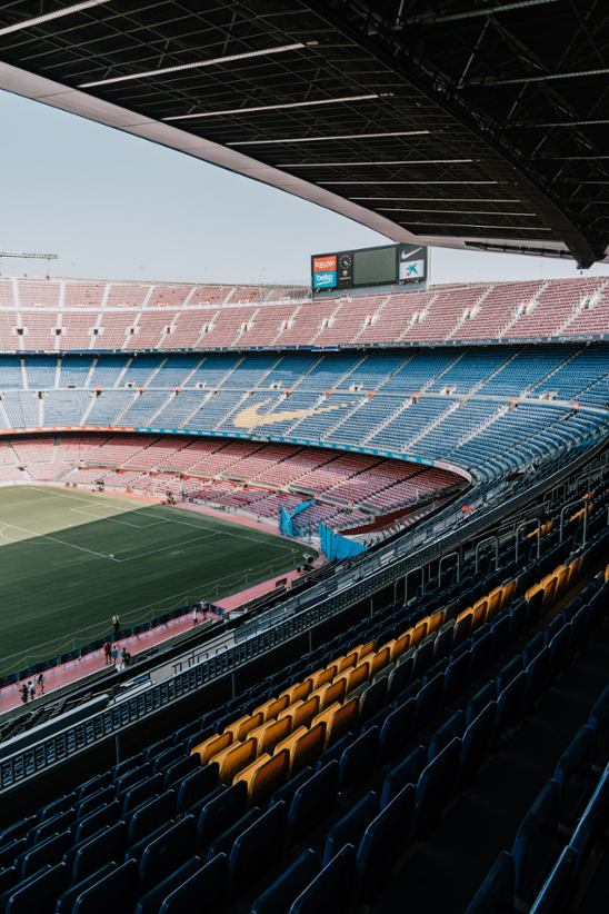 An empty football stadium.