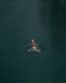 A person diving into water.