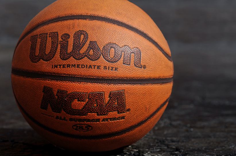 A basketball ball with the NCAA logo.
