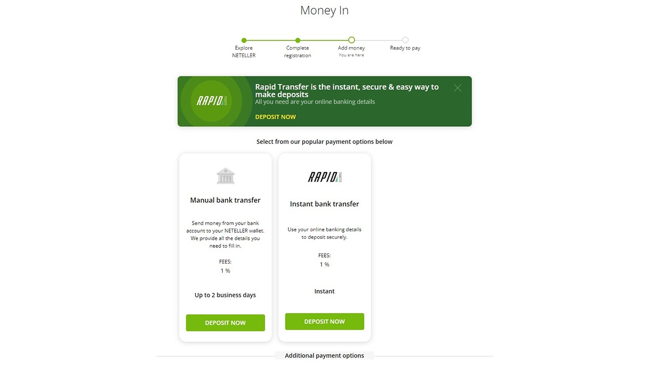 Neteller adding and removing funds