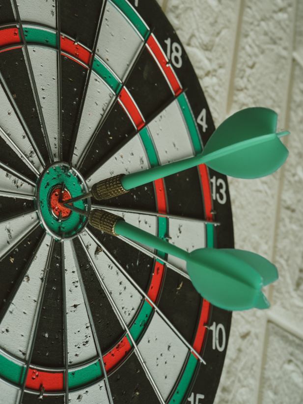 A bull's eye in darts.