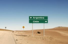 Argentina and Chile roadsign.