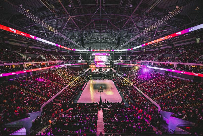 Basketball court and Cleveland Cavaliers.