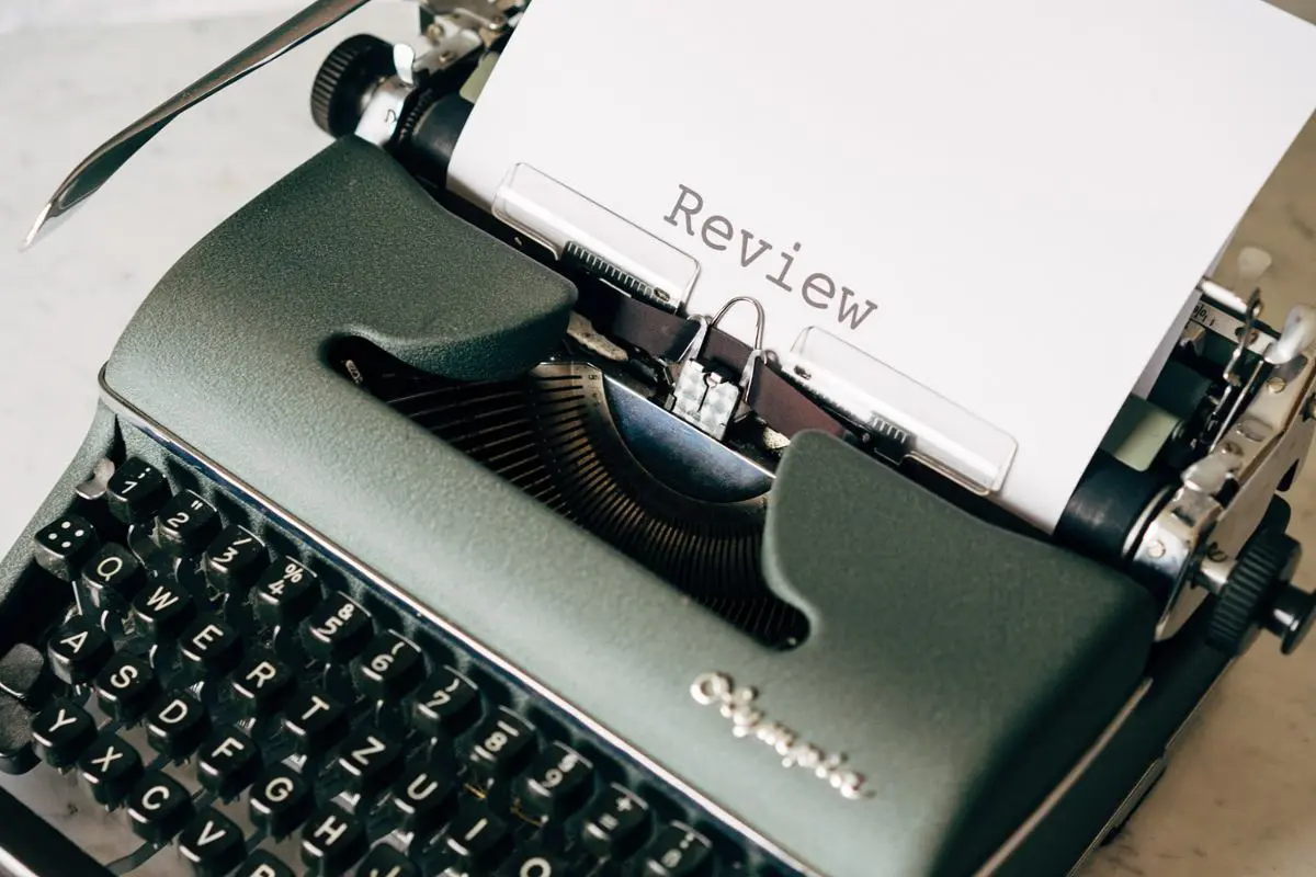 A typewriter that has written Review.