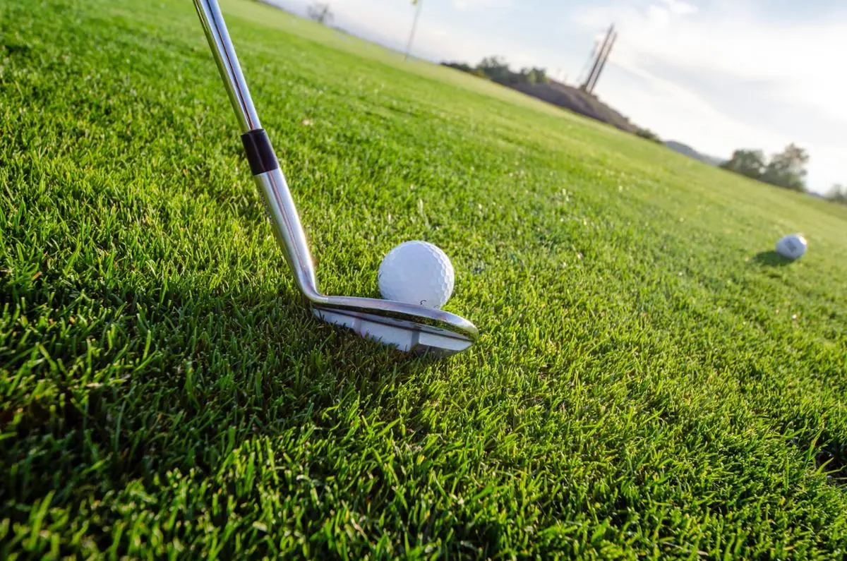 A golf ball being teed off.