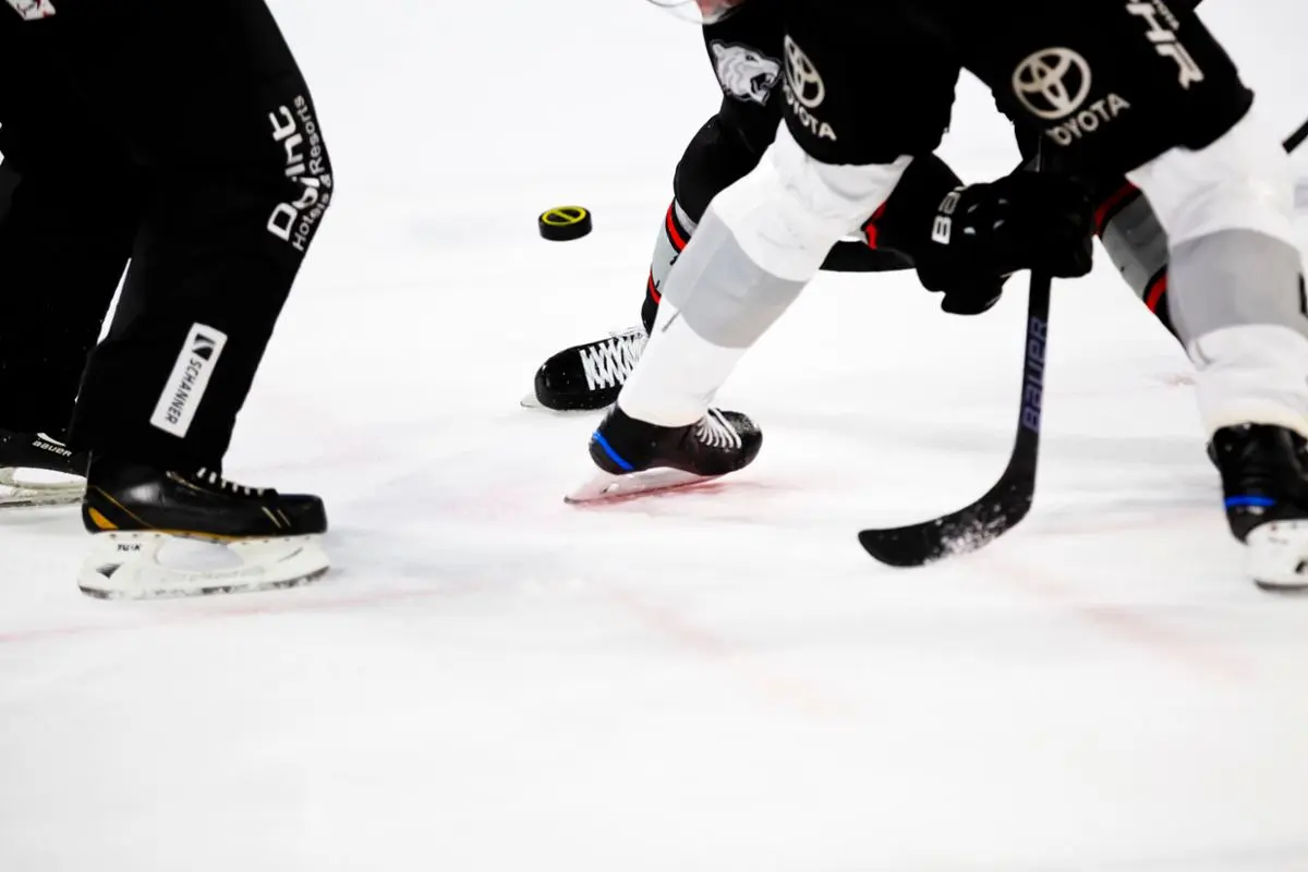 A hockey game in progress.