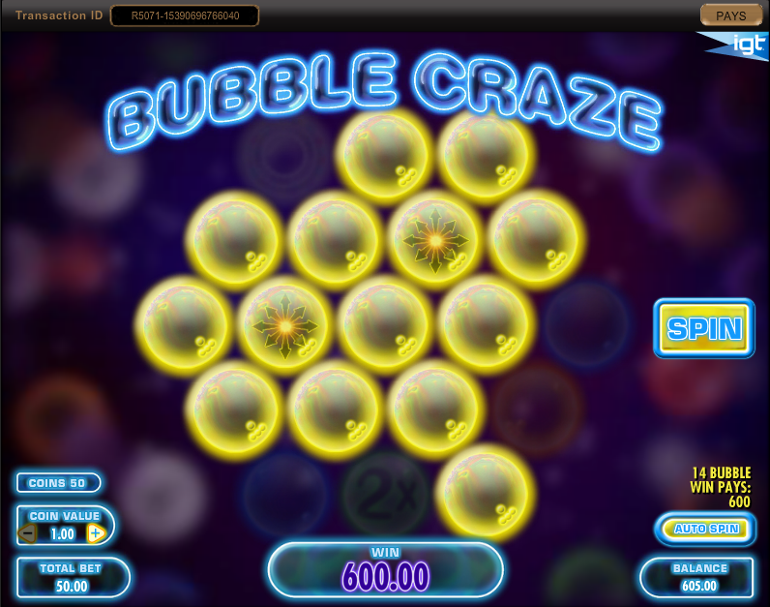 Bubble craze slot machine game