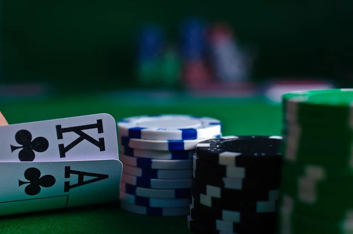 Poker chips and cards.