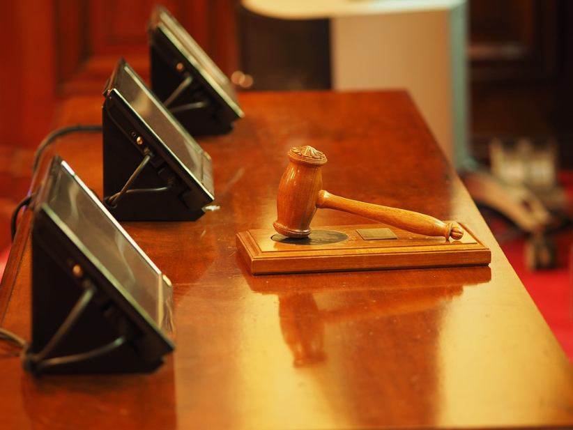 Verdict and a gavel.