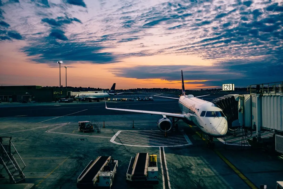 Airplane at an airport.