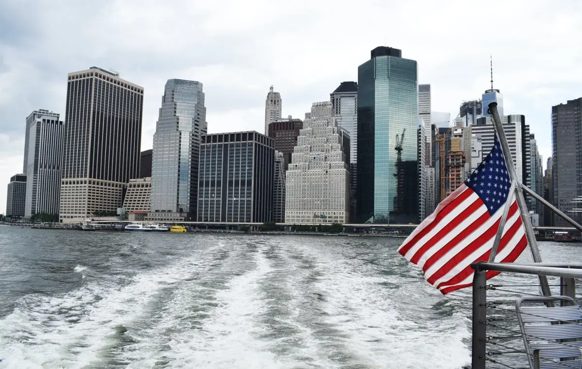 New Jersey's waterfront and tall buildings.