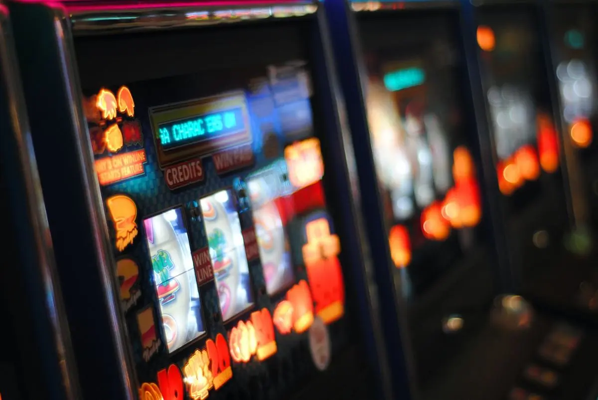 Slot machines in a land-based venue.