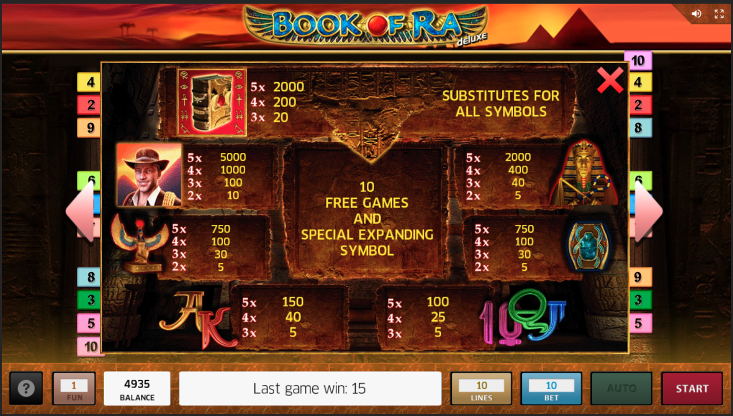 The newer Book of Ra Deluxe 6 also offers the ability to enable a sixth reel, which is how the top paying rewards can be won. This Book of Ra type is a step above the deluxe version, though the theme and the icons remain the same.