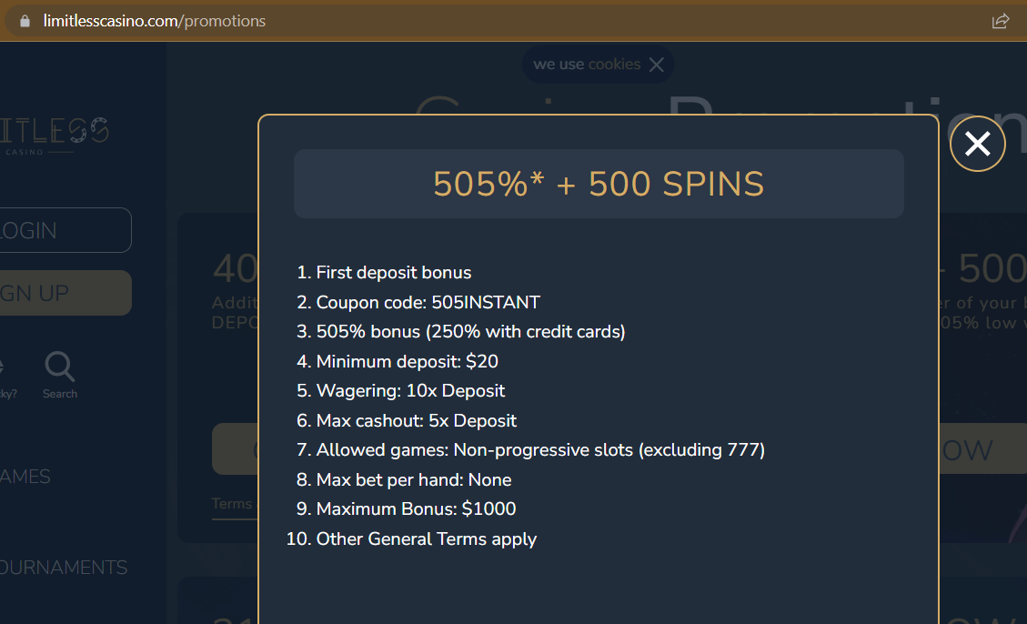 limitless casino free 100