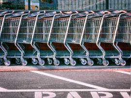 A line of shopping carts.