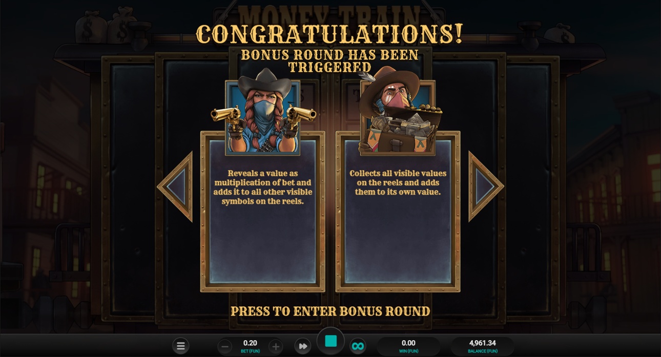 Money Train Origins - Bonus round special symbols