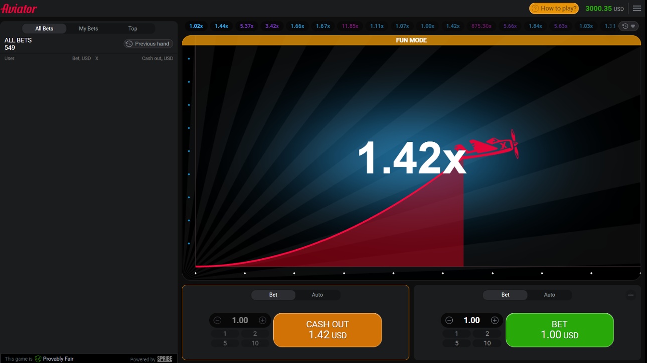 Aviator crash game - Bet, wait, cash-out