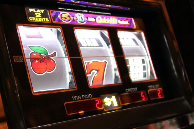 A slot machine.