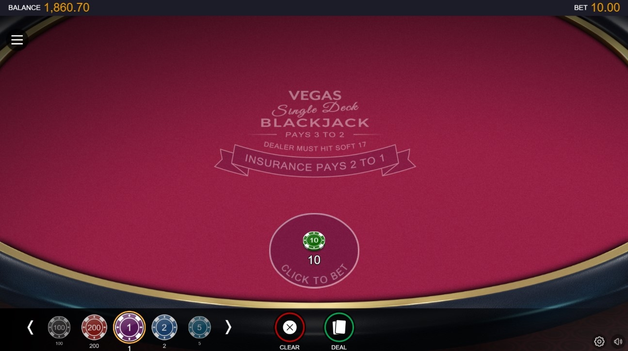 Vegas Single Deck Blackjack Free Play In Demo Mode